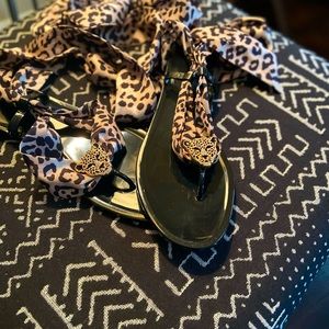 COPY - INC Summer Cheetah cloth wrapped sandals
